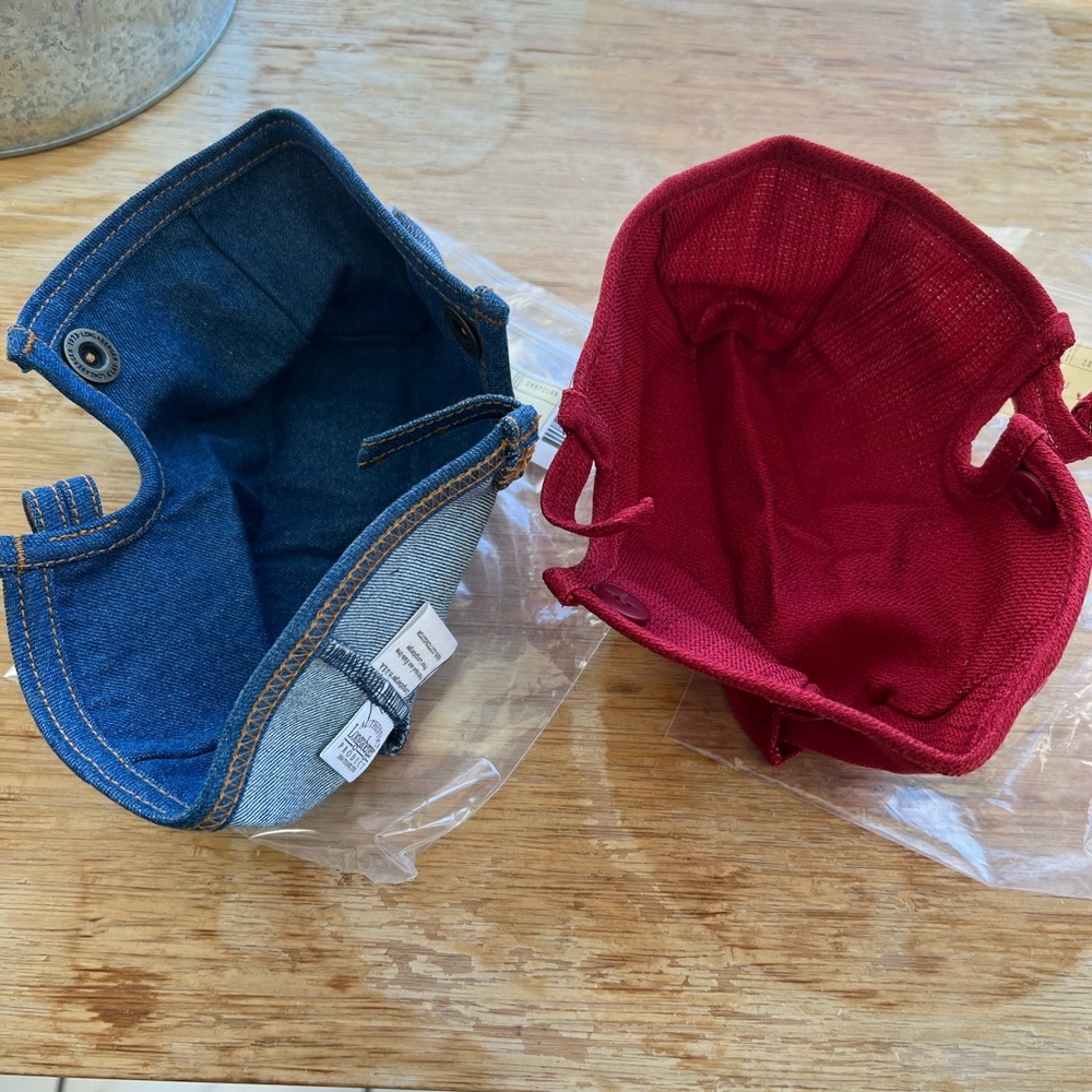 NWT Longaberger Thank You Basket Fabric Liners- Set Of 2- Denim and Paprika - Picture 3 of 8